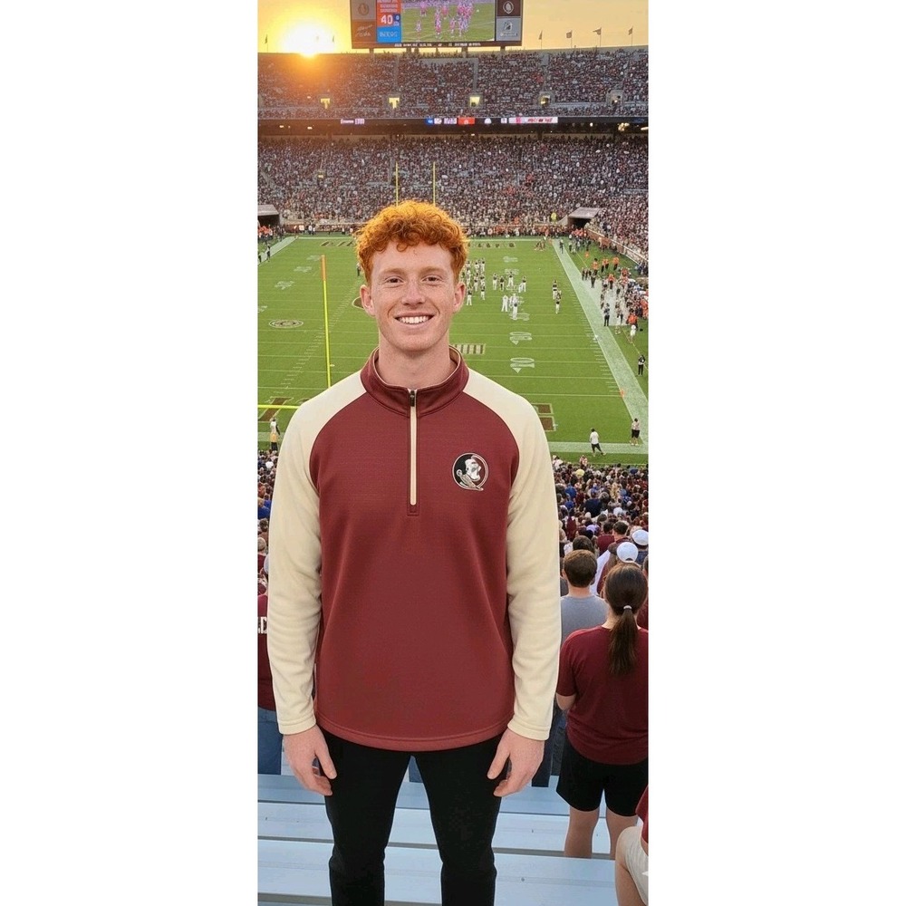 FSU Florida State Seminoles Fleece Lined Jacket 1/4 Zip Men L Burgundy Colosseum